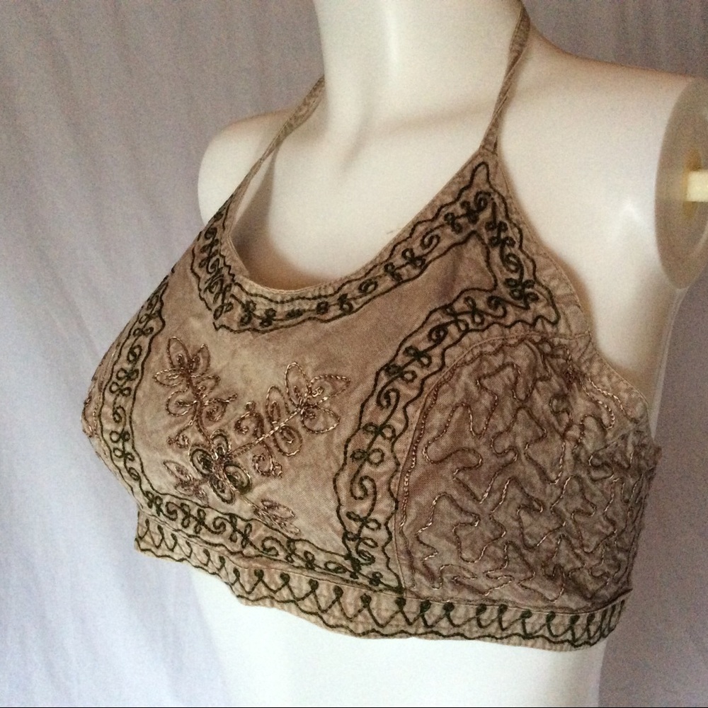 VTG Embroidered Indian halter top bra w/ vest set - Picture 8 of 8